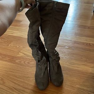 Under the knee suede brown boots